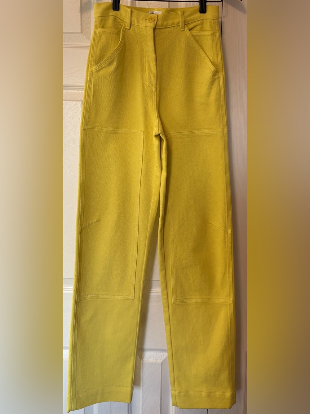 Aritzia Le Fou Wilfred Iven Yellow Wide Leg Utility Carpenter Jeans Pants US 0